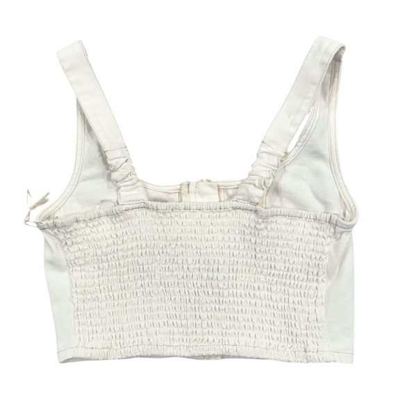 LONE STAR Bustier Corset Crop Top Stretchy Smocked Back Light Cream NWT Small - Picture 4 of 7